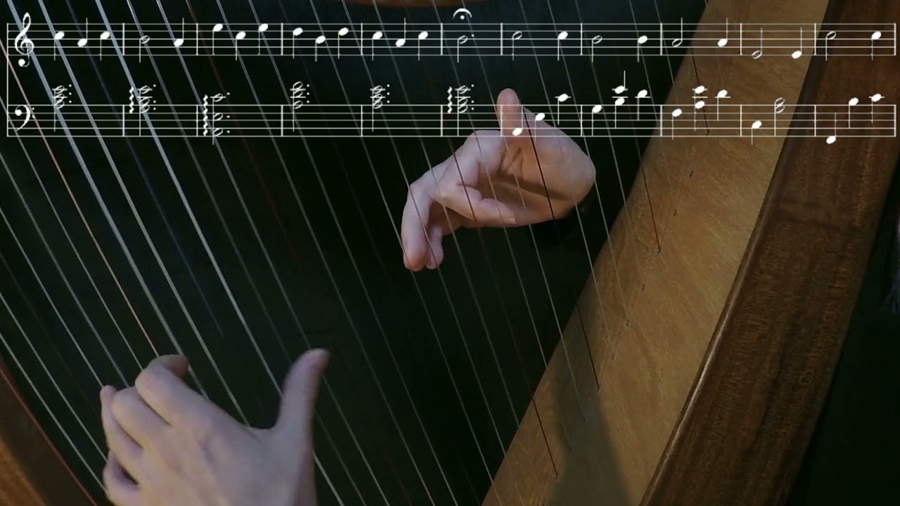 Toutouig on celtic harp with score