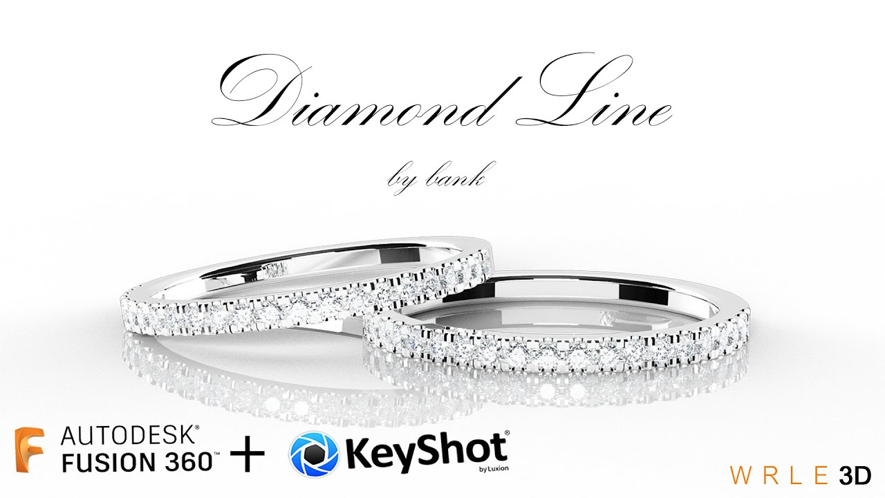 3D jewelry design Diamond Line In Fusion 360+Keyshot