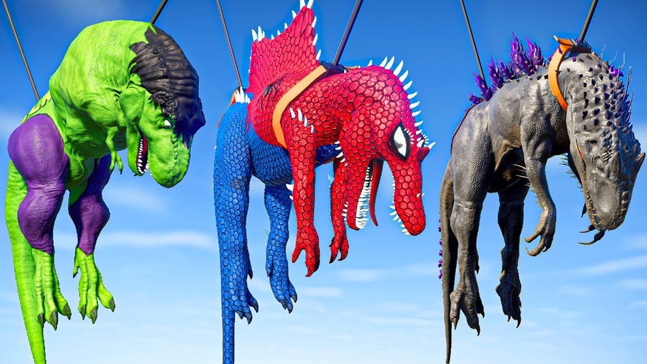 Khủng long siêu nhân nhện Spinosaurus với HULK, GODZILLA, IRON MAN, VENOM đại chiến khung log
