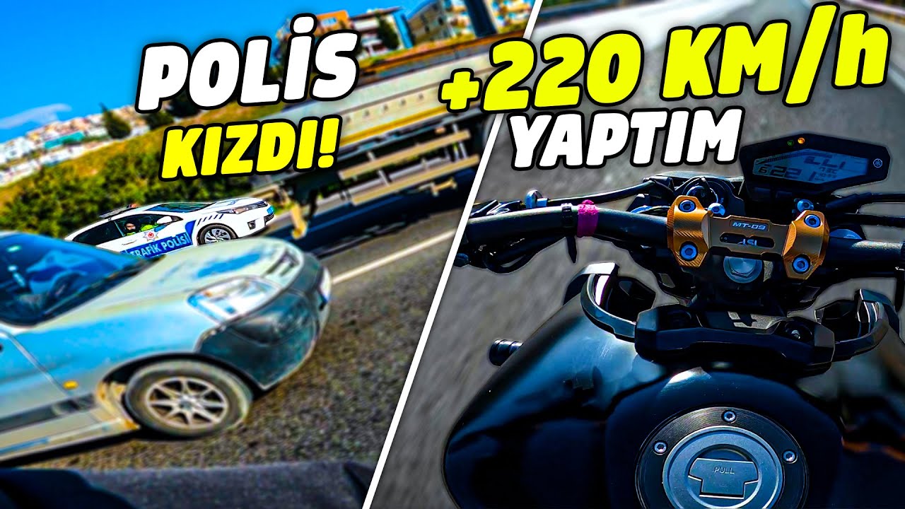 MT09 ile +220 KM/h - POLİS UYARDI - MT09 MOTOVLOG