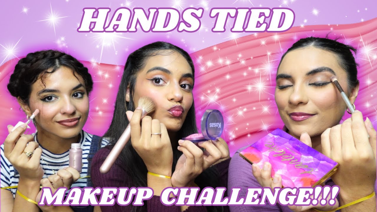 HANDS TIED MAKEUP CHALLENGE!!(GETS CHAOTIC)