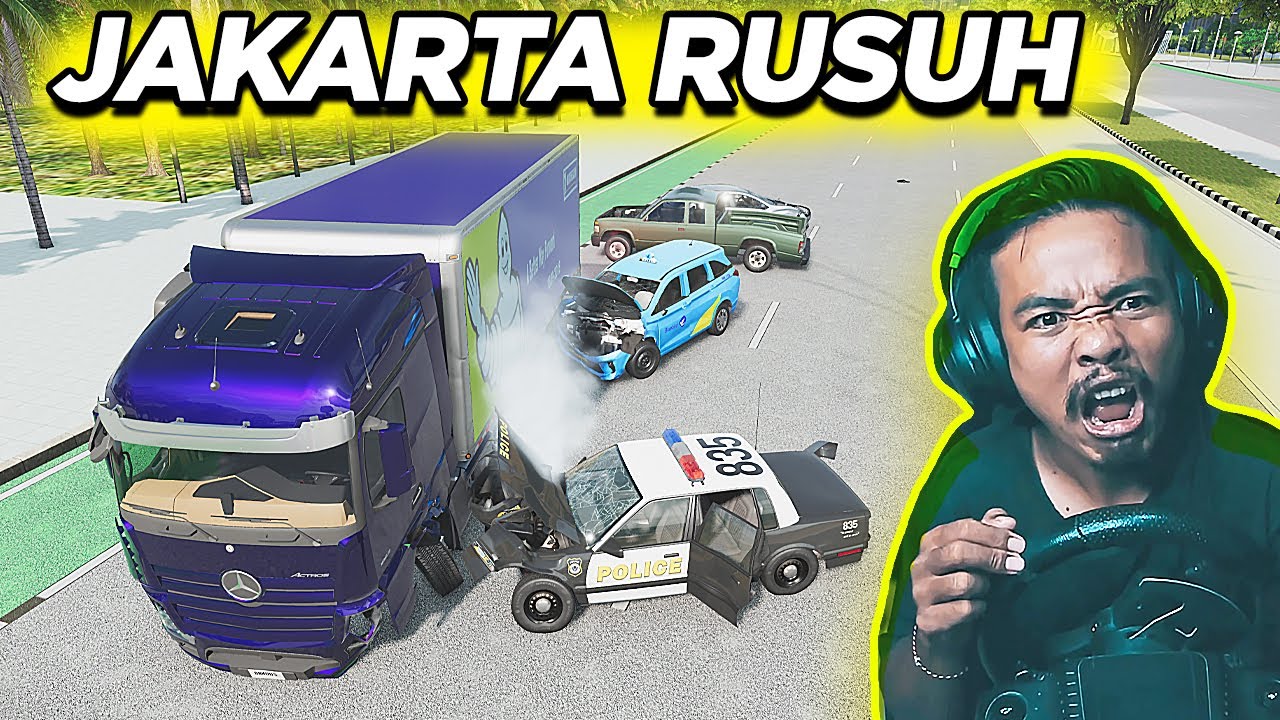 🚓🔥 Rusuh Parah! Taksi Online Tabrak Polisi di Semanggi 💥 | BeamNG Drive