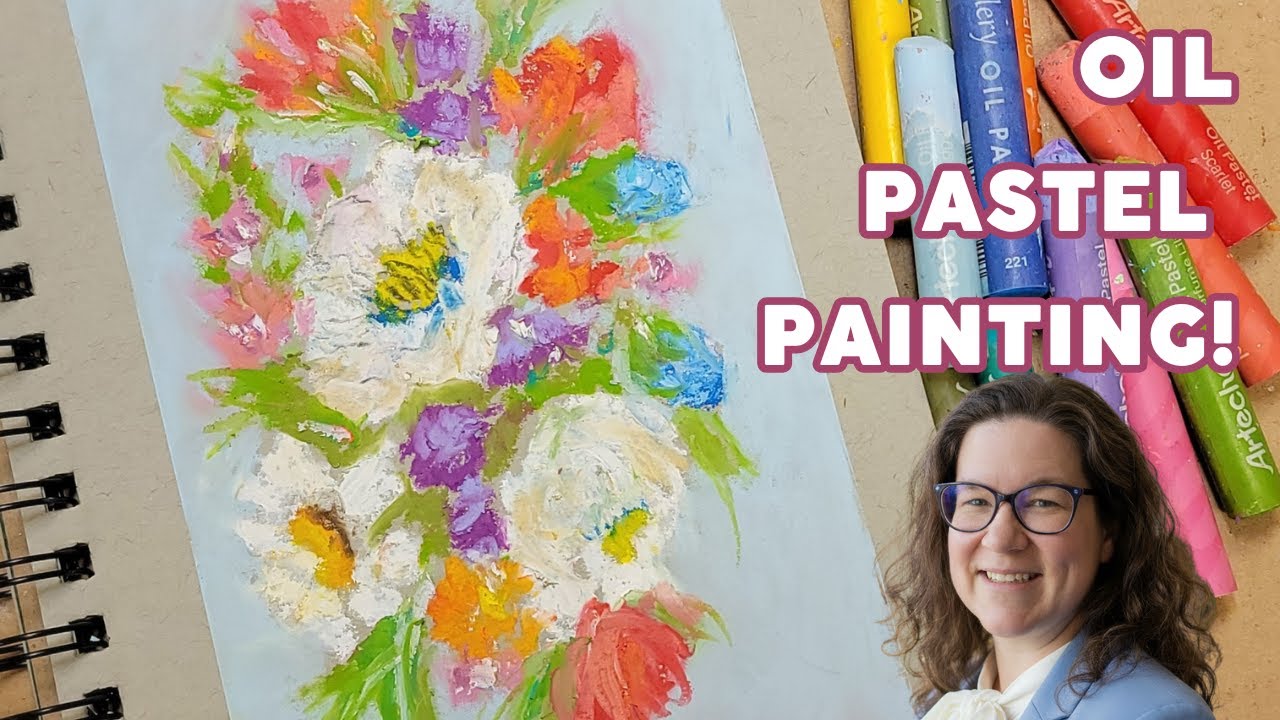 Impressionistic Floral Oil Pastel Painting | Sketchbook Art Process