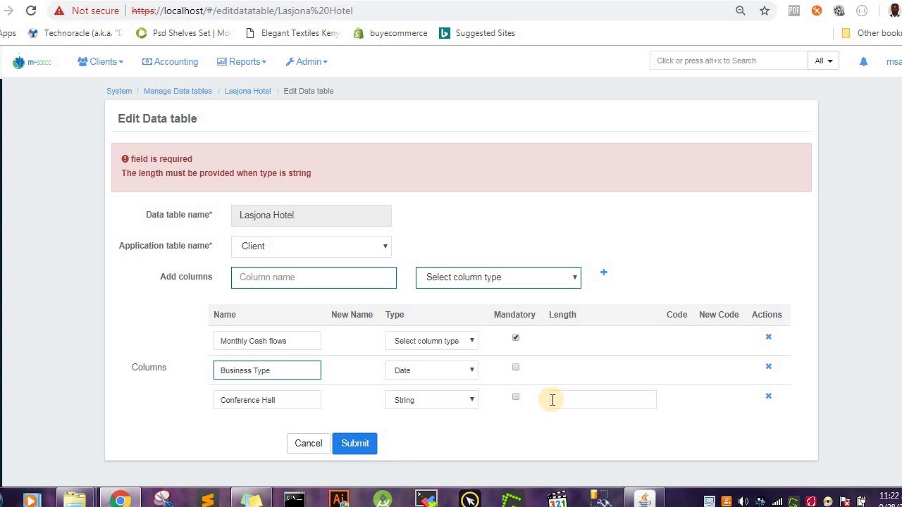Customized Mifosx/Fineract (Msacco): Msacco managing Data tables