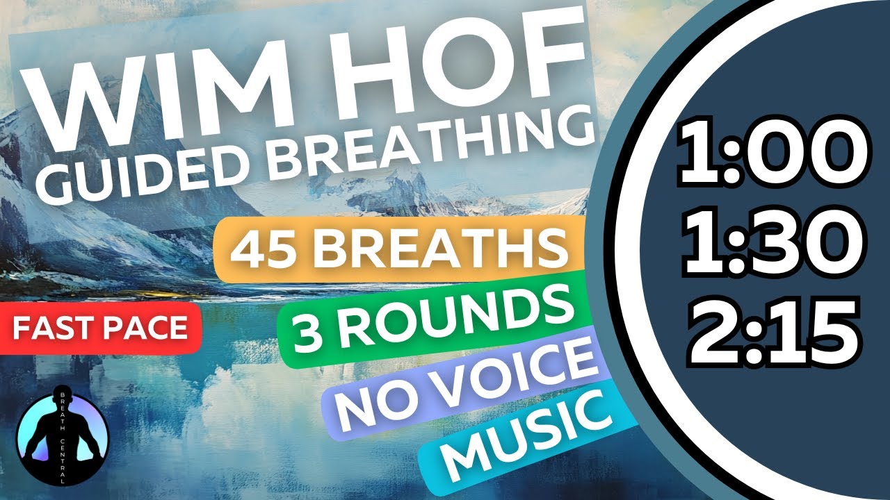 WIM HOF Guided Breathing | 45 Breaths 3 Rounds Fast Pace | Up to 2:15min | No Voice