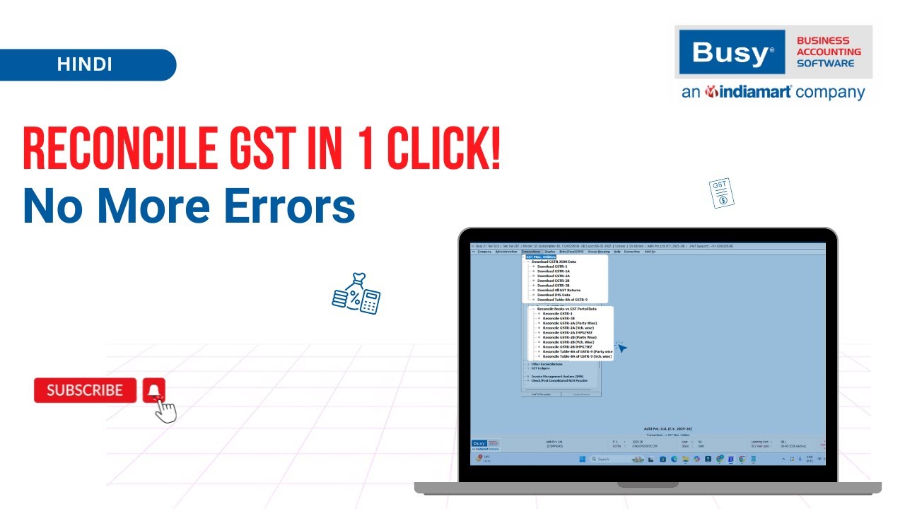 Simplify GST! ✅ Instantly Reconcile BUSY with GST Portal Data | Save Time & Prevent Errors (Hindi)