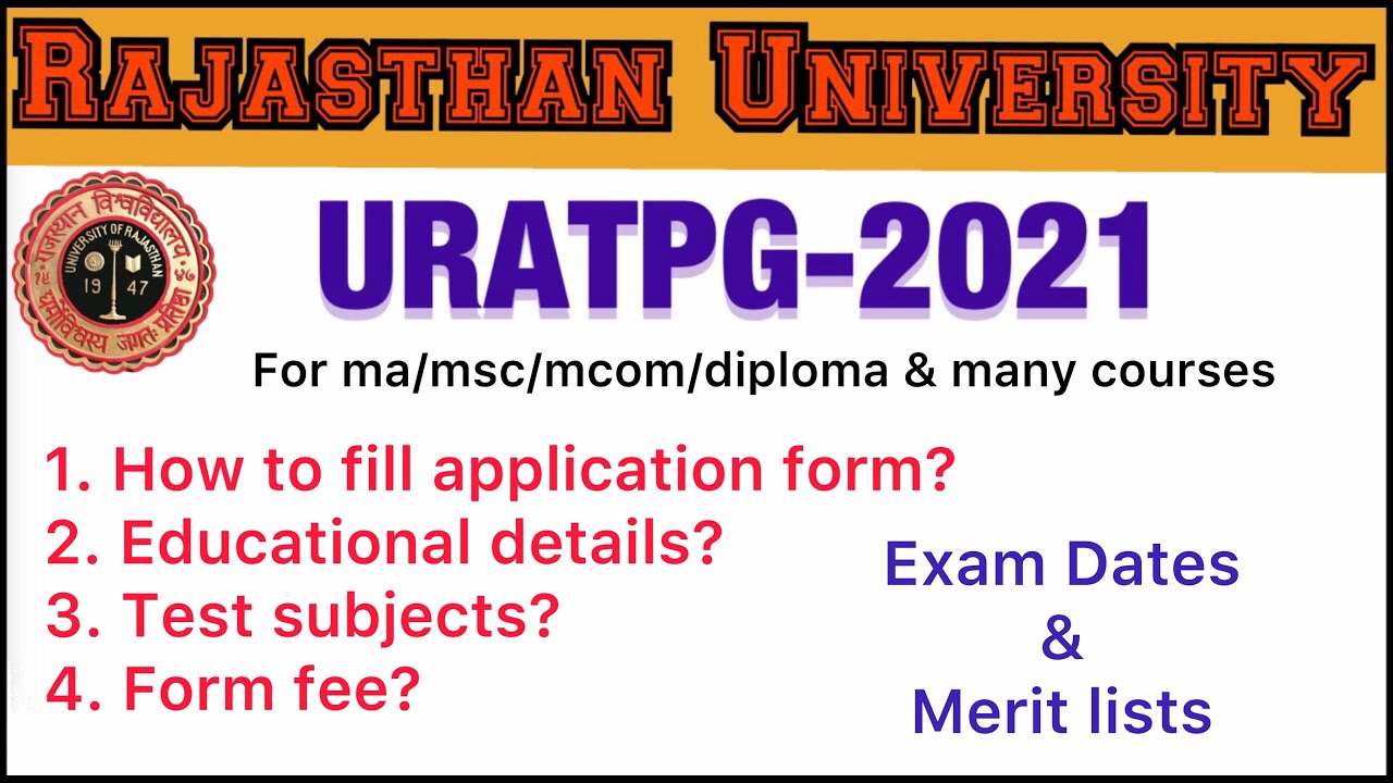 URATPG-2021 || how to fill uratpg application form 2021. || Rajasthan university msc entrance test.