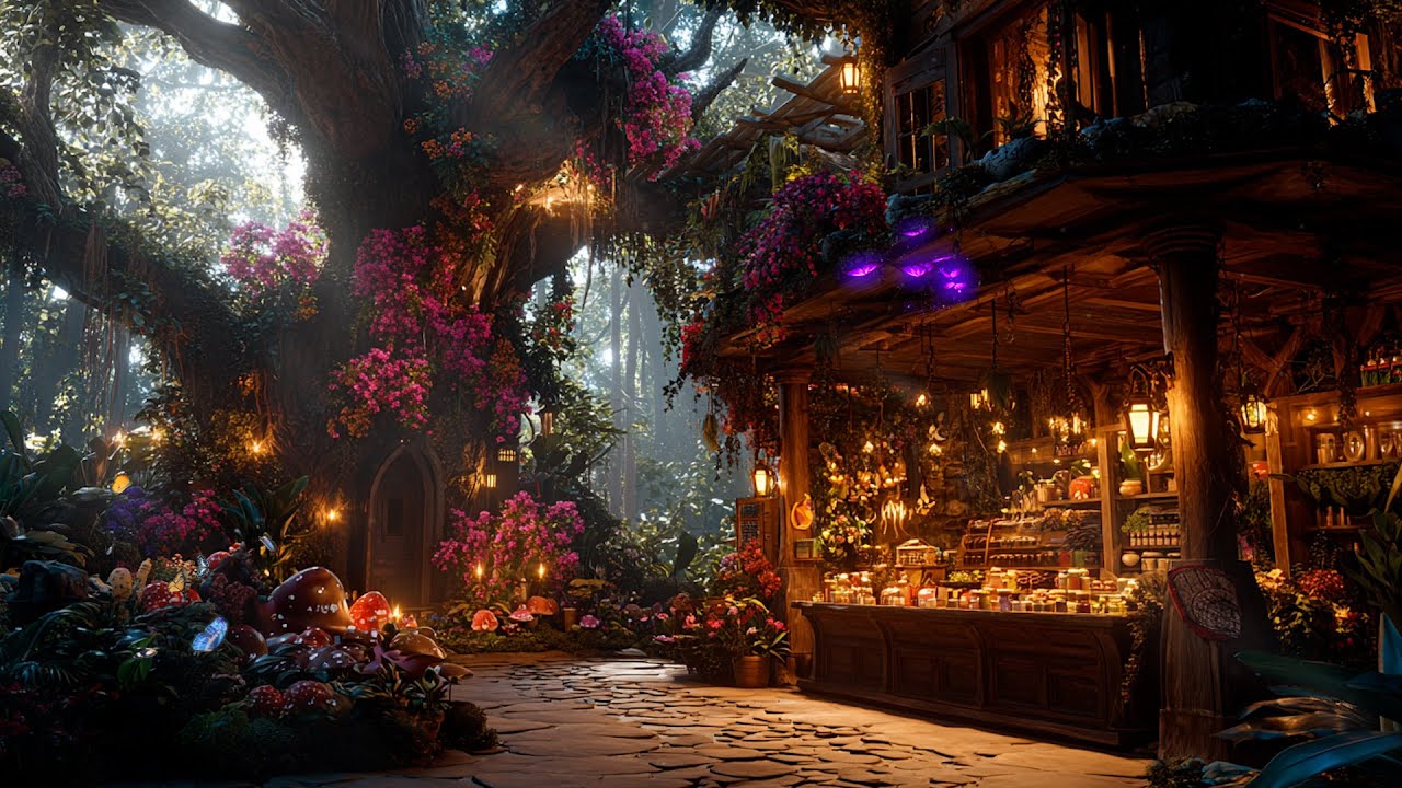 Ancient Tree Library 📚 12H Deep Focus & Study Ambience | Magical Woods for Reading