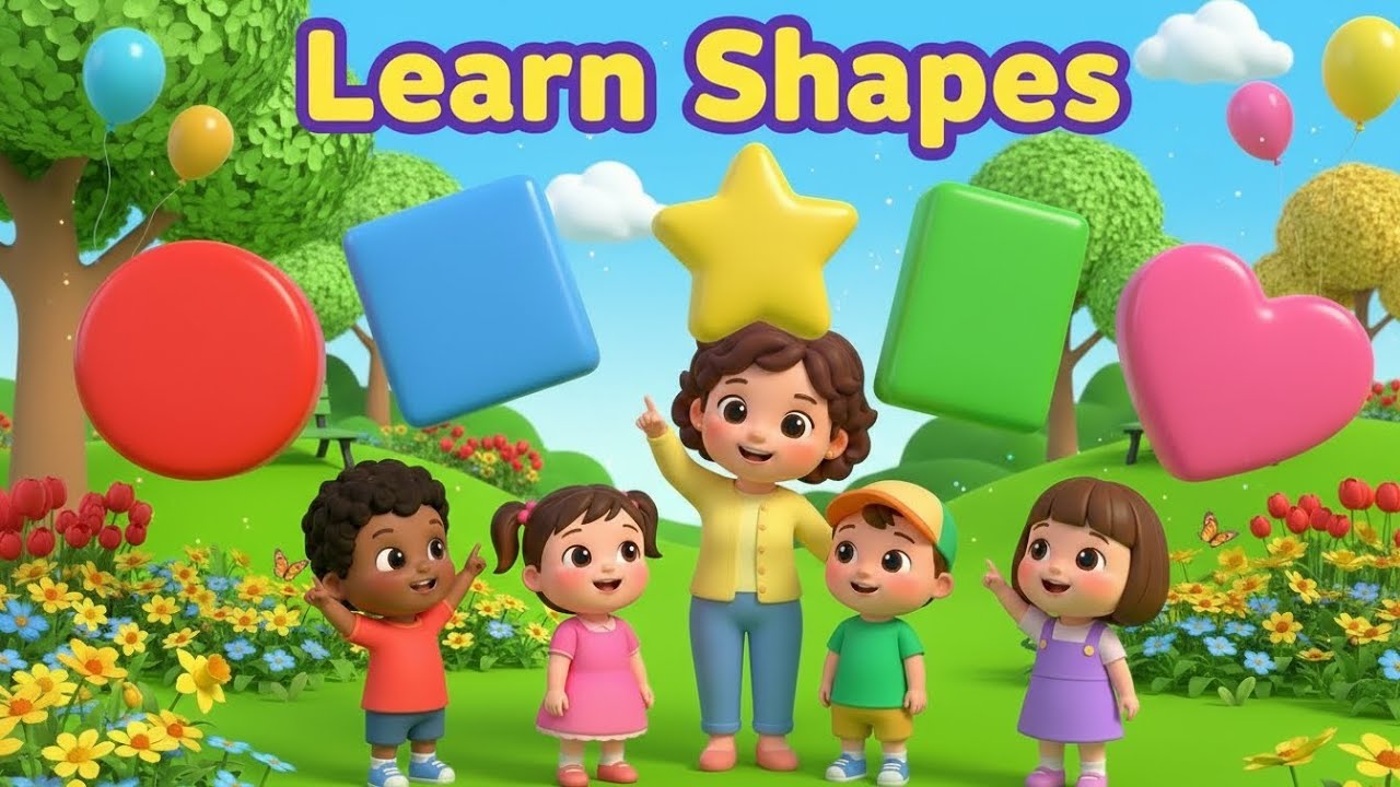 Learn Shapes for Kids | Circle Square Triangle Star Heart | Preschool Learning Video
