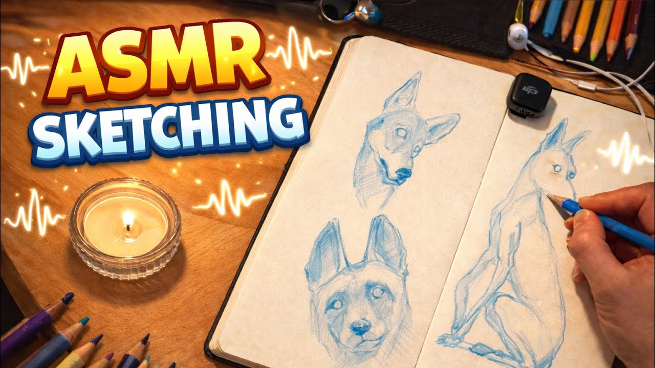ASMR evening sketches at home (no talking)