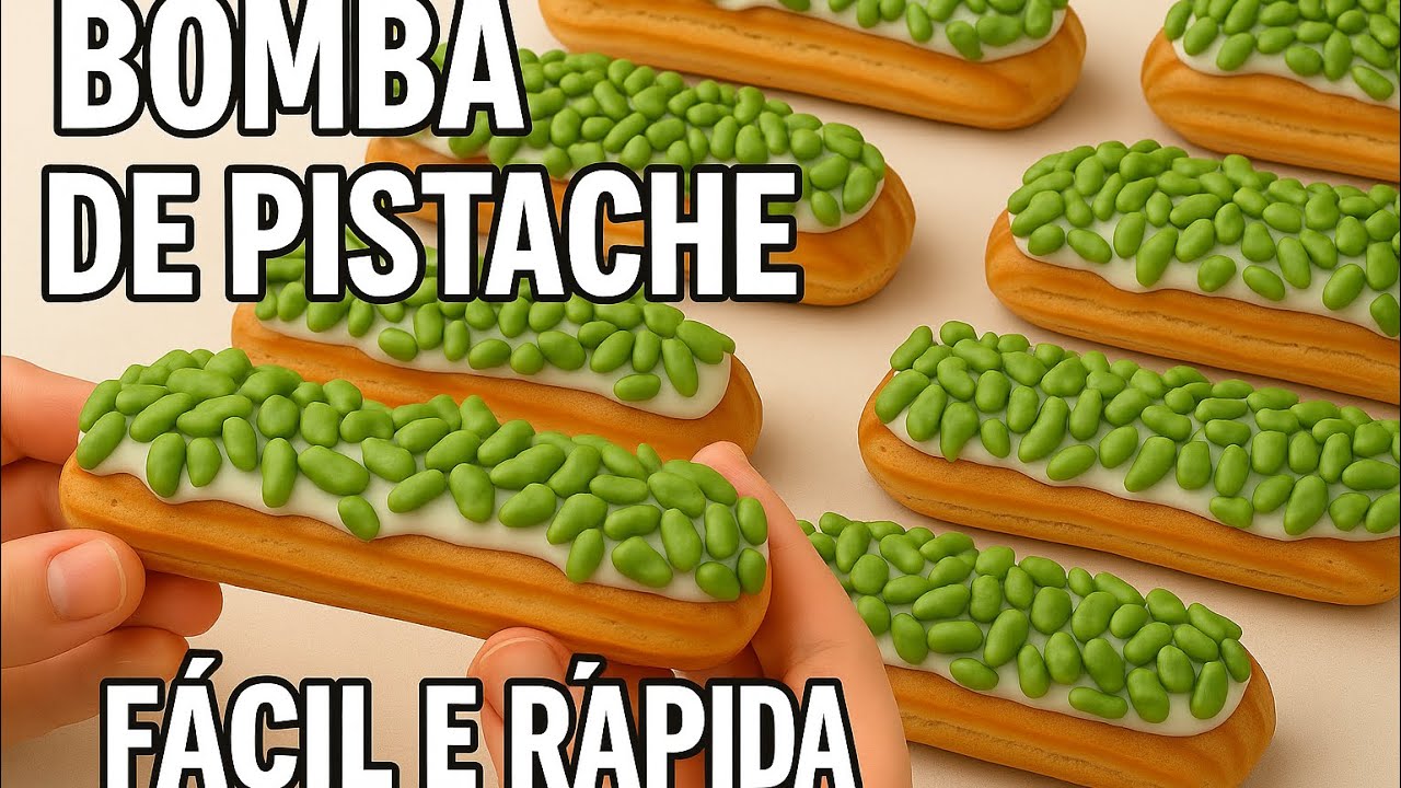 Bomba de Pistache Cremosa – Clássico Francês com Toque Especial 💚
