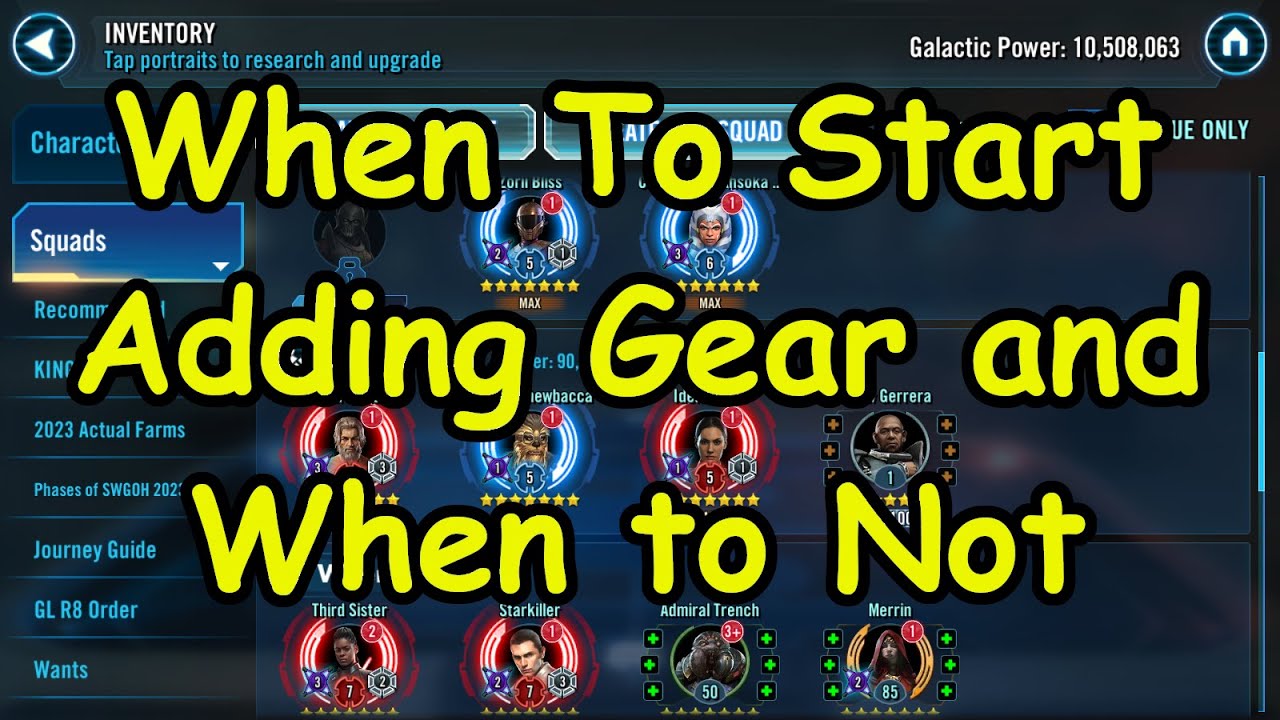 When to Gear and Relic Toons Outside of the Journey Guide