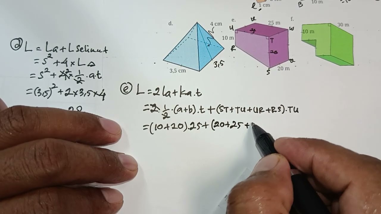 Jawaban Hal. 60 No. 7 menentukan luas bangun ruang sisi datar matematika 9 kurikulum merdeka