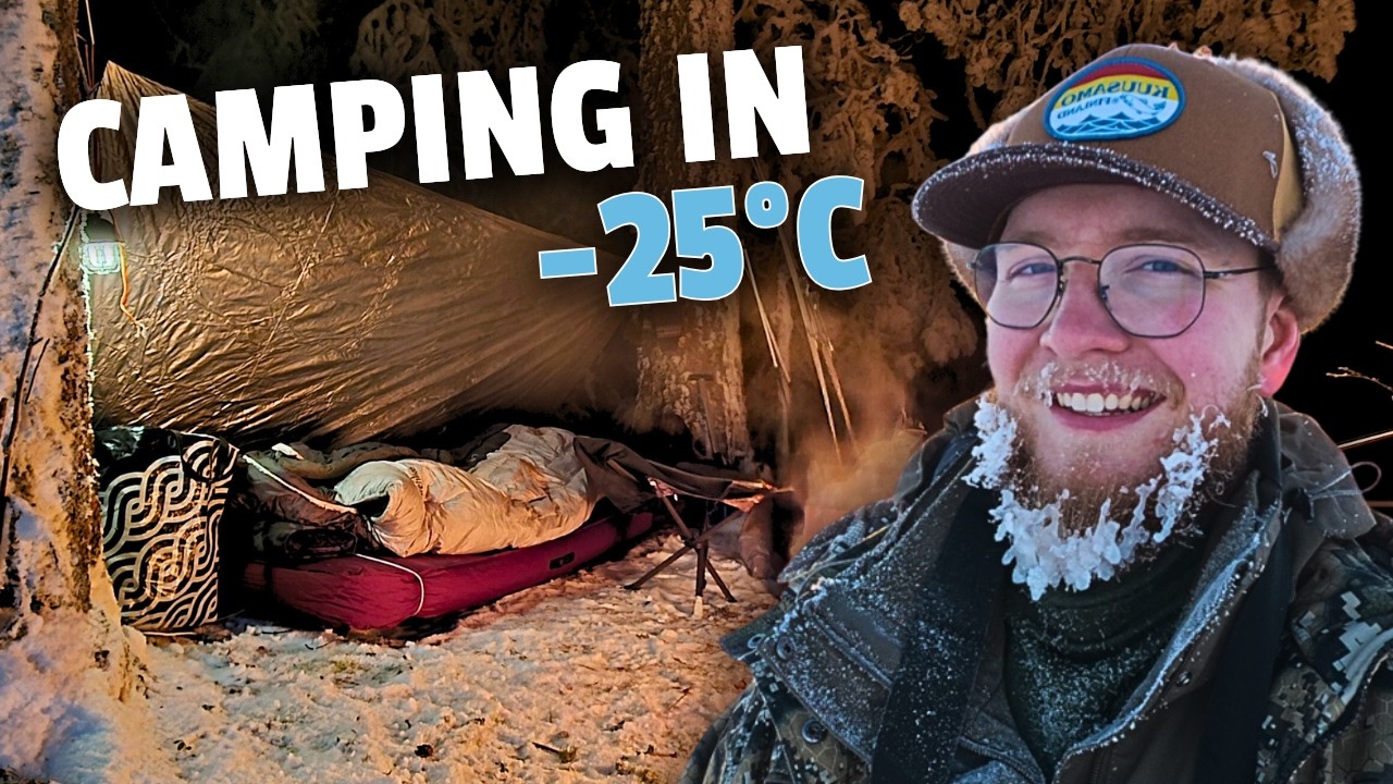 SLEEPING WITHOUT A TENT in -25°C - Ice Fishing in the Finnish Wilderness