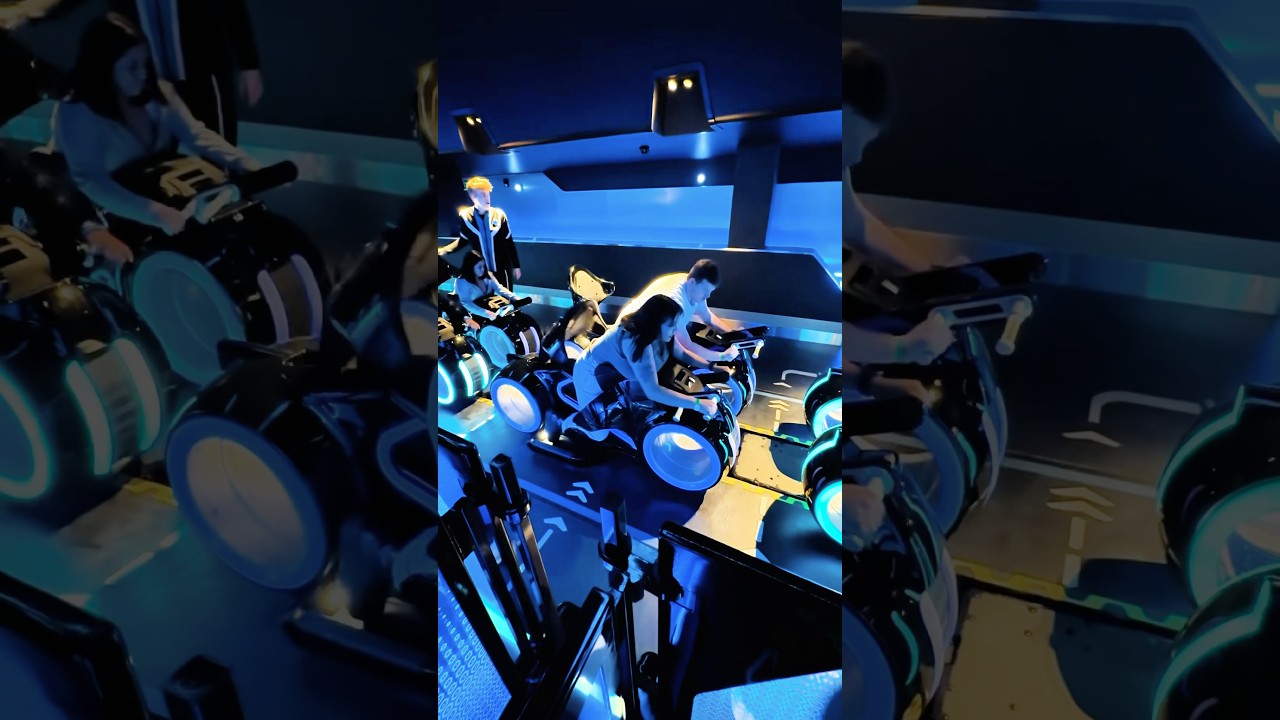 Real Life TRON Motorbike Roller Coaster at Disney World with INTENSE Launch! 🚀🏍️