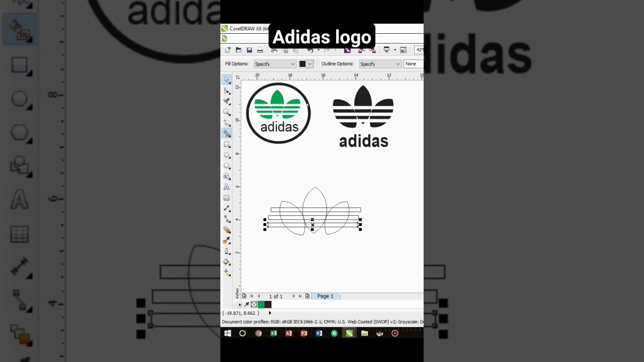 Adidas logo design in #coreldraw #foryou #1000subscriber #viral