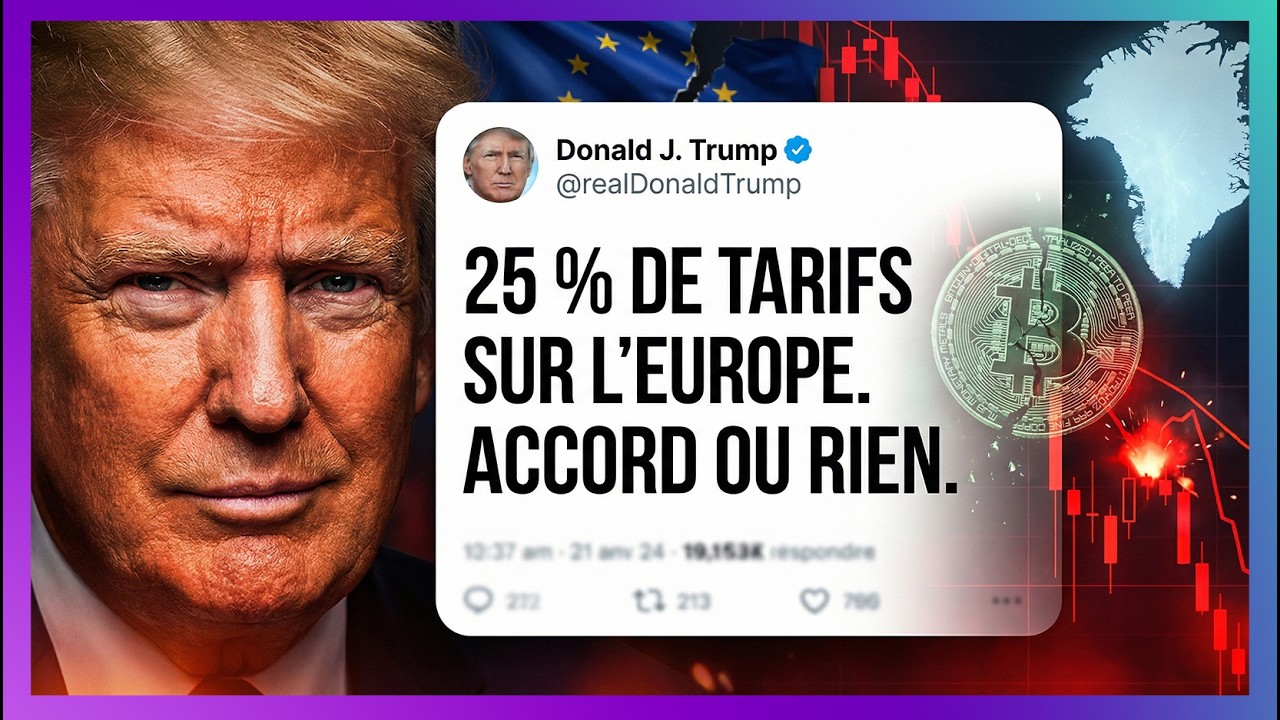 TRUMP attaque l'EU pour le Groenland avec 25% de tarrif.... BITCOIN chute