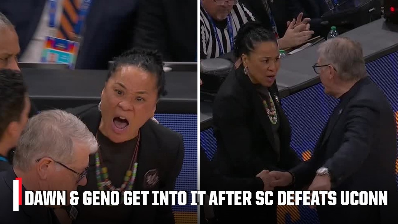 SC KNOCKS OFF UCONN 🚨 Tensions flare between Dawn & Geno during Final Four | ESPN CBB