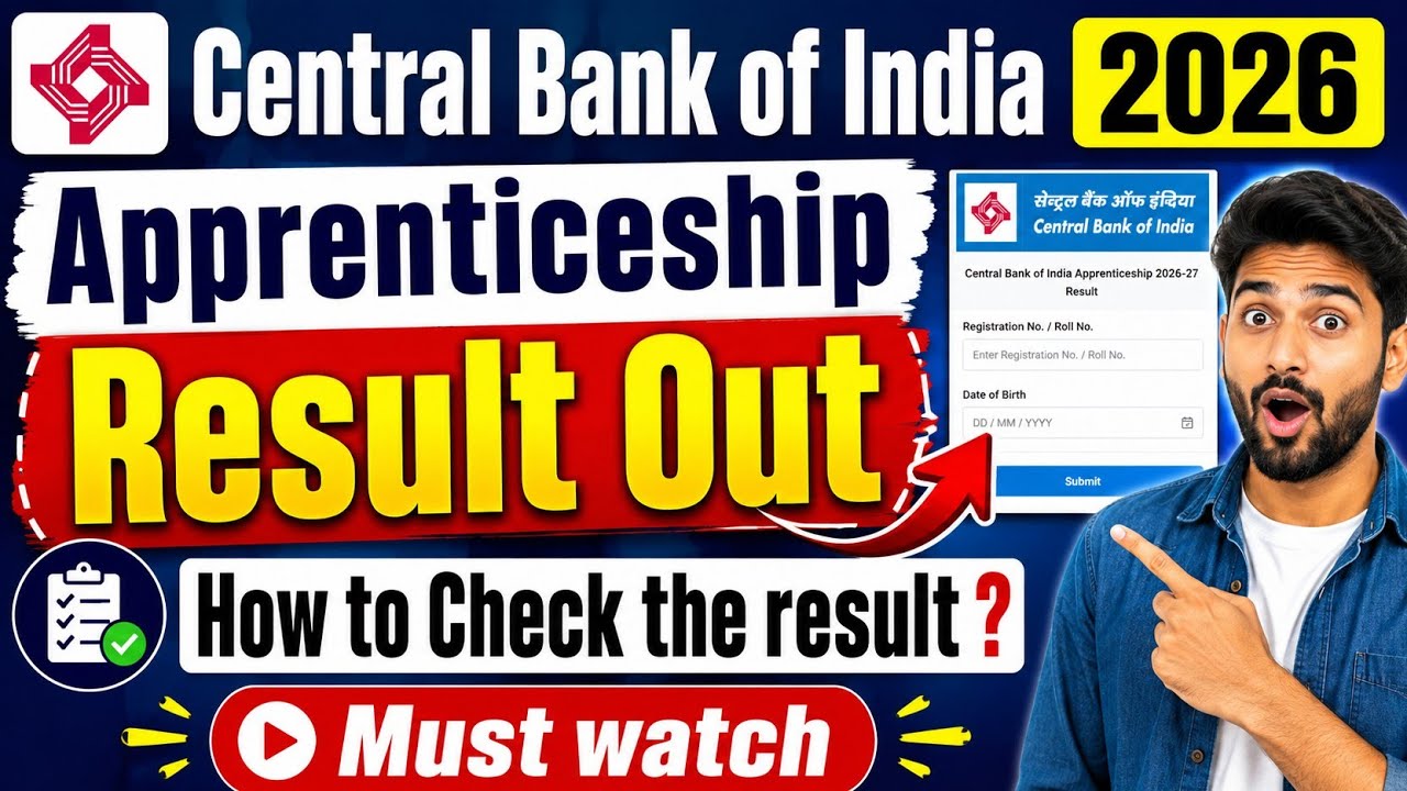Central Bank of India Recruitment 2026 | How to Check Apprenticeship Result |
