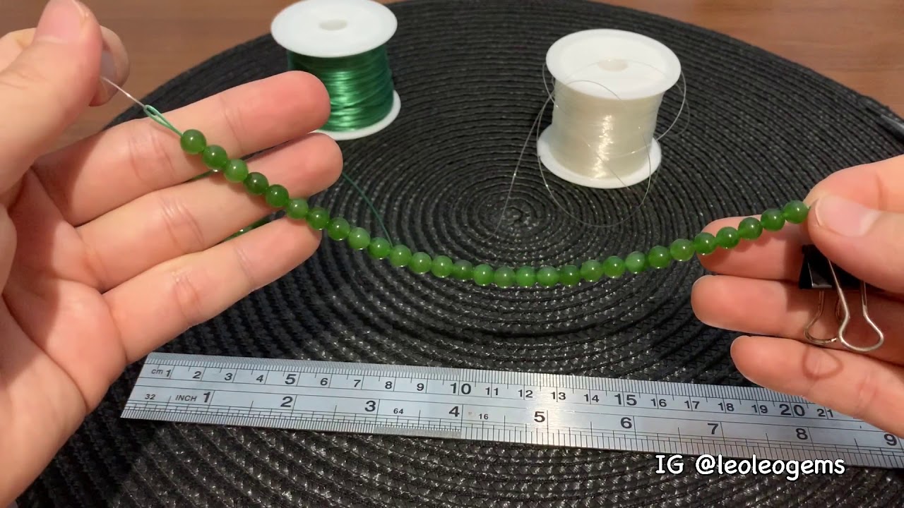 Tutorial Cara merangkai gelang batu alam untuk cewek ( Nephrite Jade ) #talielastis #Leoleogems