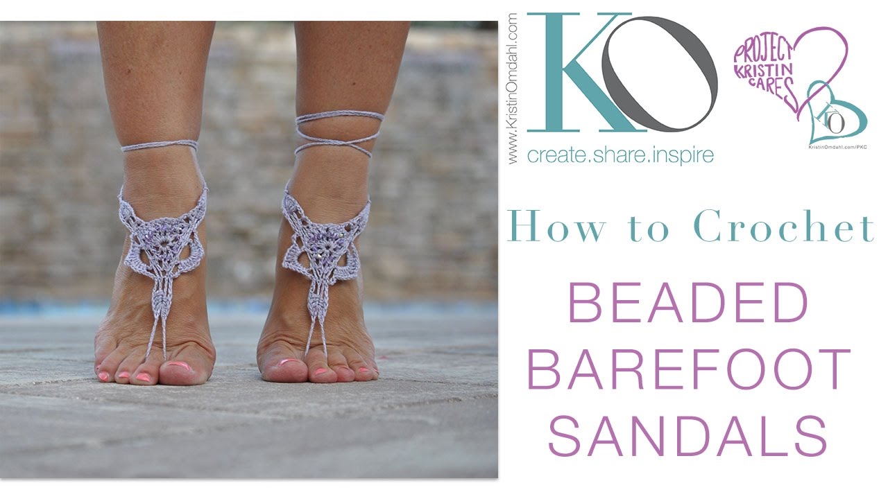 How to Make Beaded Crochet Barefoot Sandals Boho Summer Gift Free Pattern and Charts