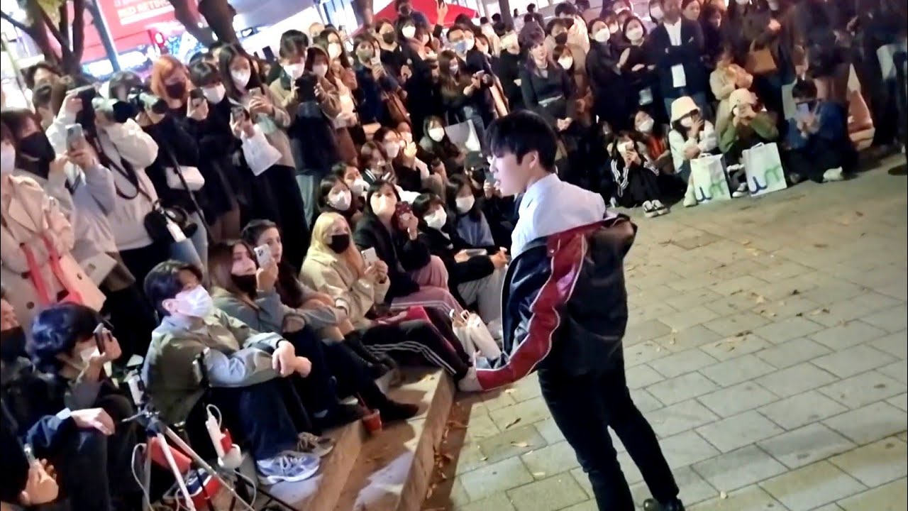 SUNDAY. HYOJIN, YU KAGAWA & SHINHWA. HONGDAE BUSKING. BEAUTIFUL INTERACTIVE/ COMING OF AGE CEREMONY.