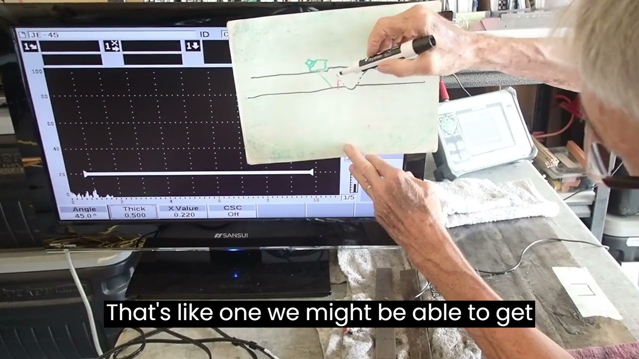 Ultrasonic angle beam detection of a Root Crack
