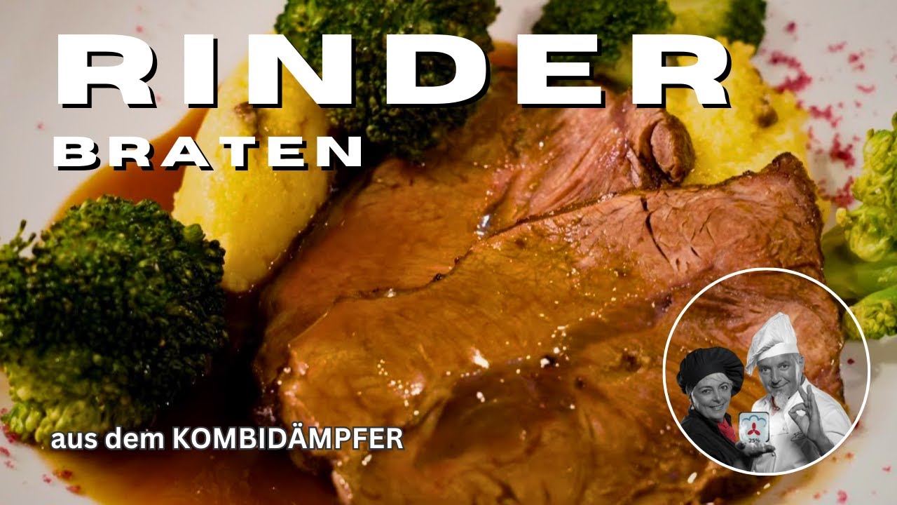 Rinderbraten mit Gemüse und Pilzpolenta aus dem Kombidämpfer