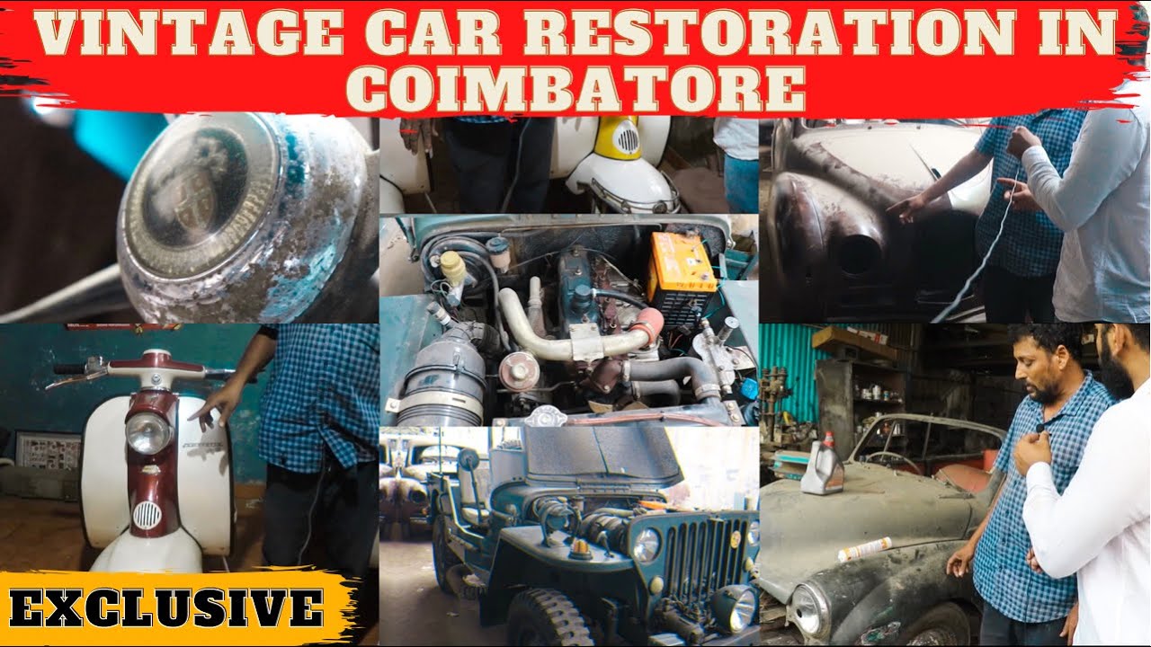 Vintage Car Restoration in Coimbatore || Imported tyre || vintage scooter || Tamil ||