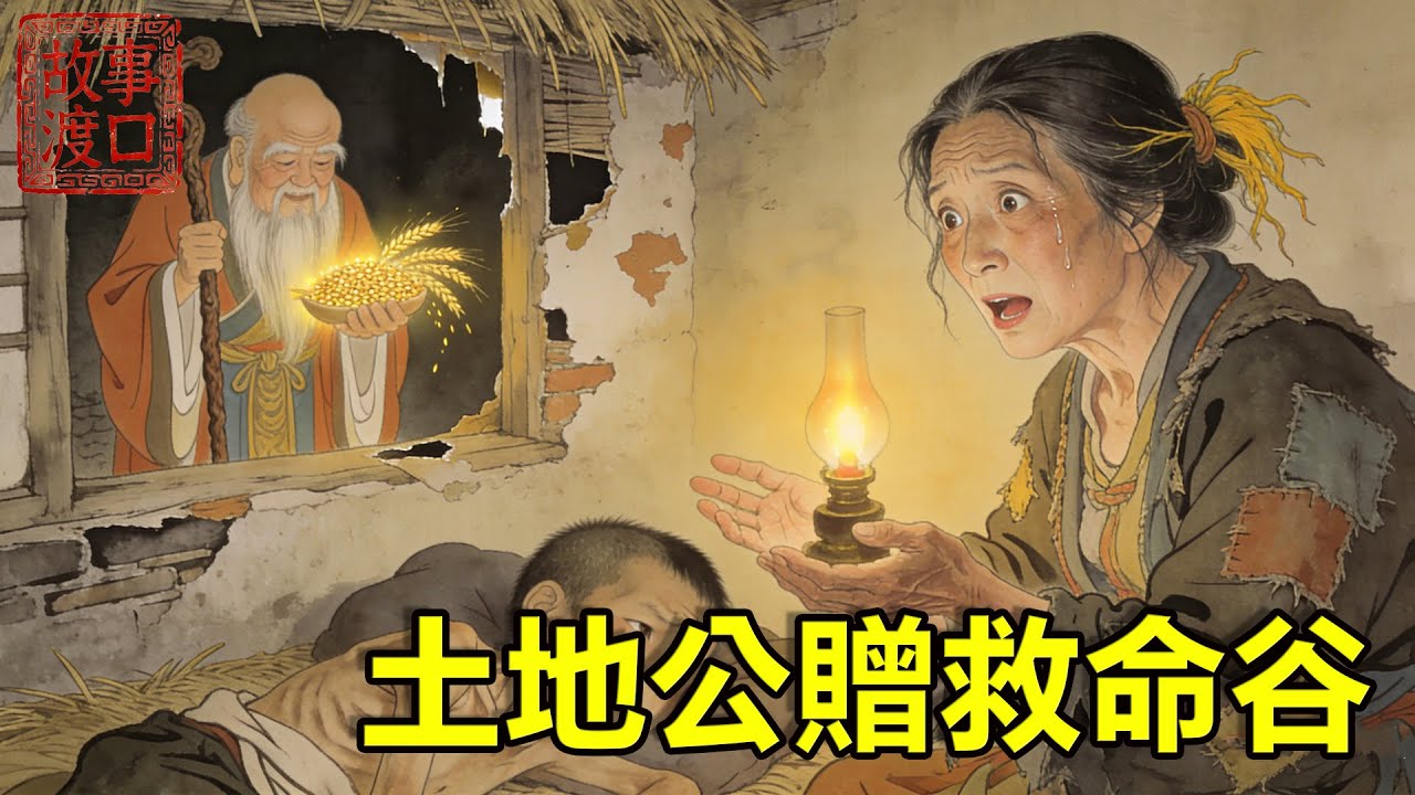 逃荒母子只剩一個窩頭，分給路邊餓殍，當夜夢中土地公贈她一粒麥種：此乃“千穗谷”，種下可活萬人。次年大旱，唯她田裡金浪翻滾！【故事渡口】#民間故事 #故事分享 #爲人處世