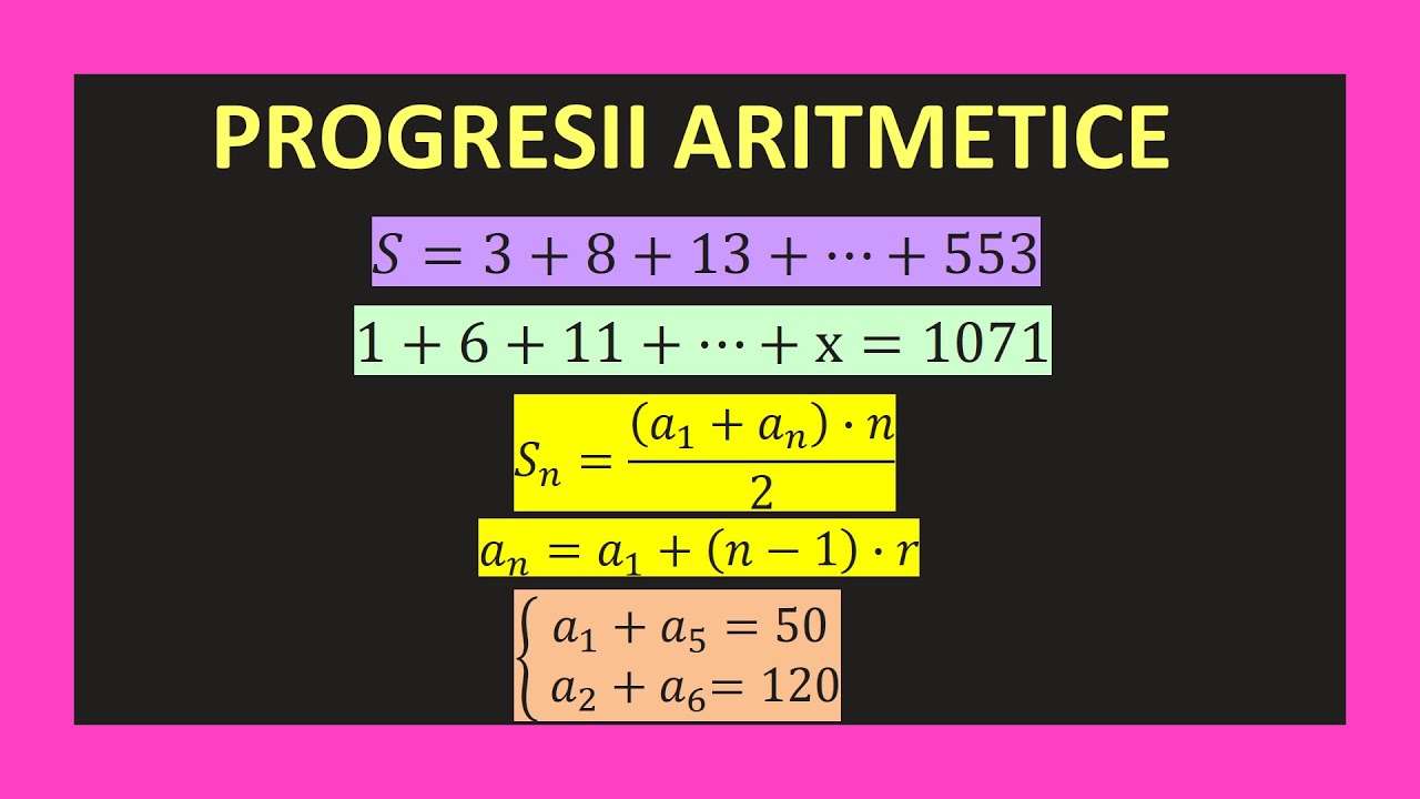 PROGRESII ARITMETICE CLASA 9 EXERCTII REZOLVATE TEORIE FORMULE SUMA BAC TEHNOLOGIC STIINTE MATE INFO