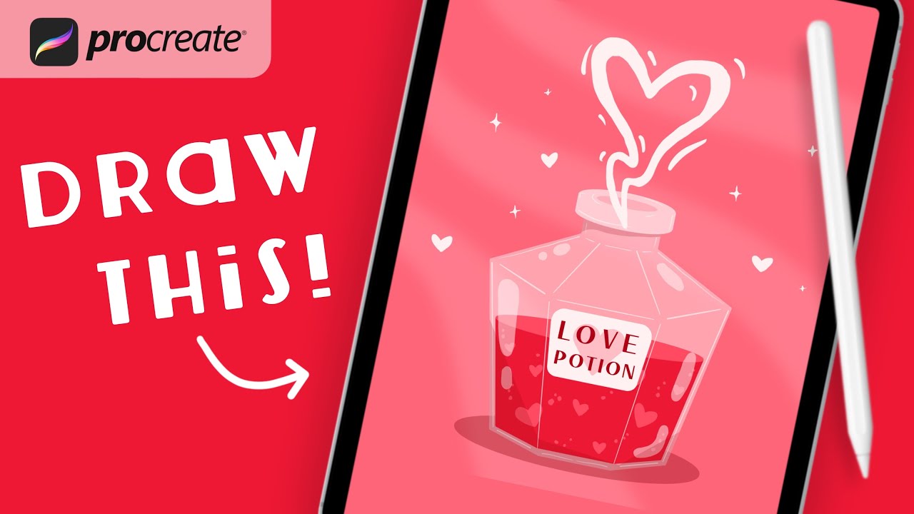 Procreate Step by Step Tutorial - Love Potion - Valentine's Day Illustration