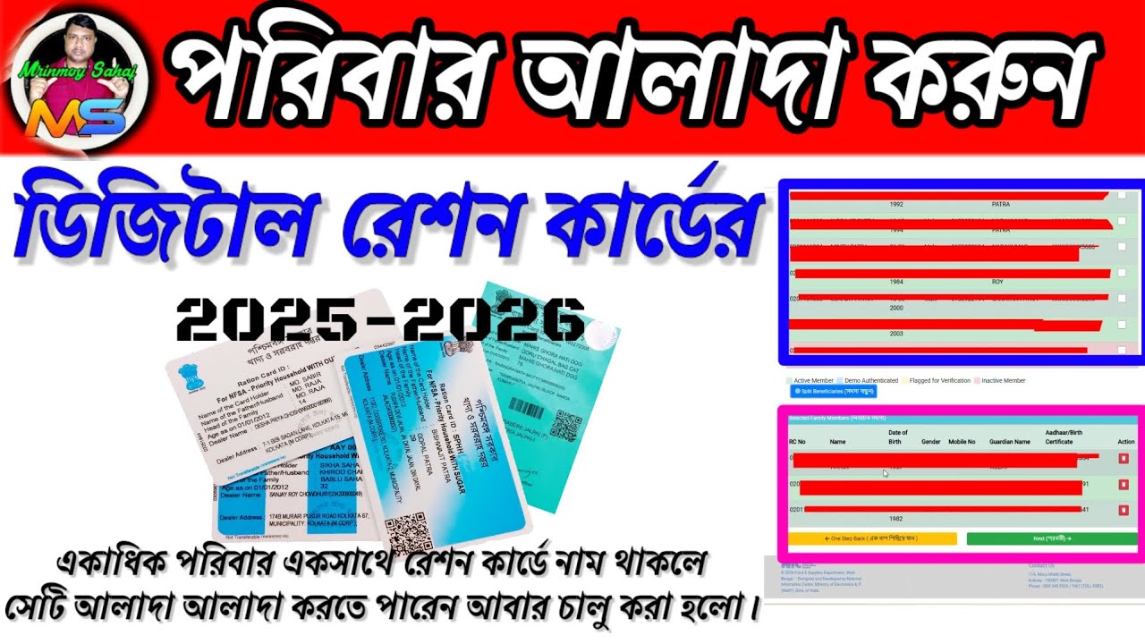 রেশন কার্ড পরিবার বিভাজন কিভাবে করবেন 🔗 খাদ্য সুরক্ষা কার্ড আলাদা করার নিয়ম Ration Card Split Rules