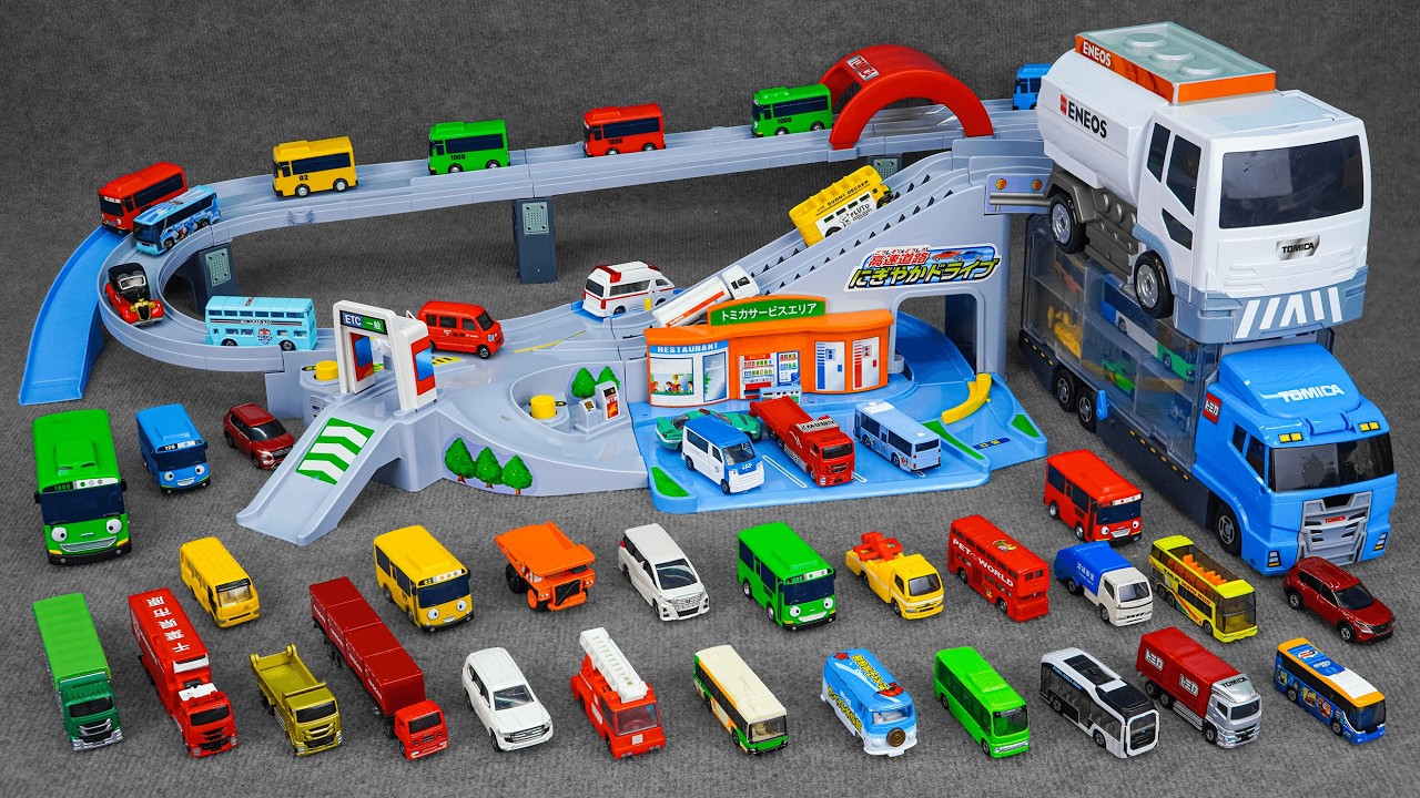 【🚗Toy ASMR🚗】トミカ 高速道路 にぎやかドライブ Tomica Highway Bustling Drive Playset ASMR Satisfying with Unboxing