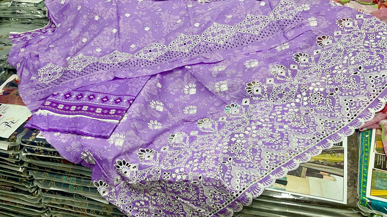 Barooque Lawn Chicken kari 3PC Unstich suit| lawn Designer Pakistani low price suits unstich !