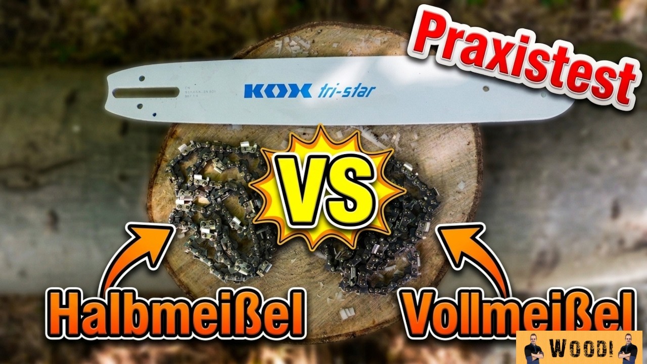 Halbmeißel vs. Vollmeißel: Welche Motorsägenkette sägt schneller? Der ultimative Praxistest!