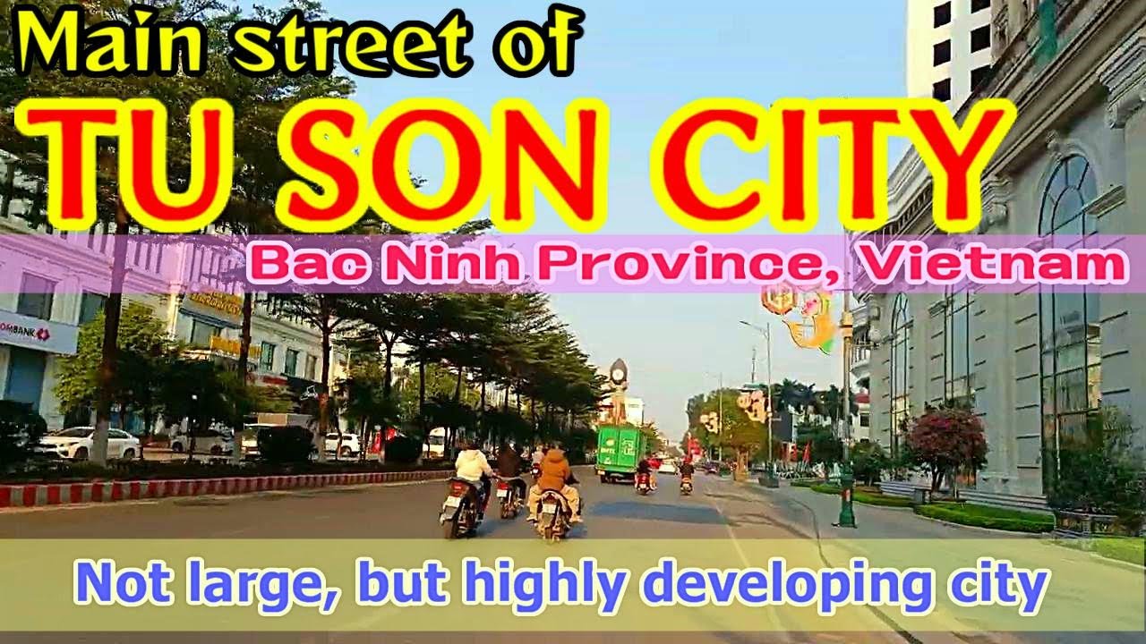 Main street of TU SON City, Bac Ninh province, Vietnam