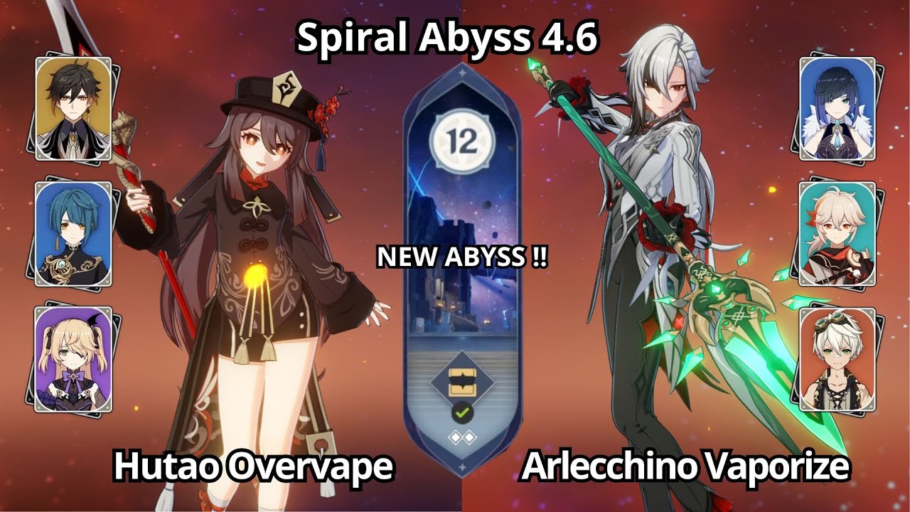 C0 Hutao Overvape & C0 Arlecchino Vaporize - NEW Spiral Abyss 4.6 Floor 12 Genshin Impact