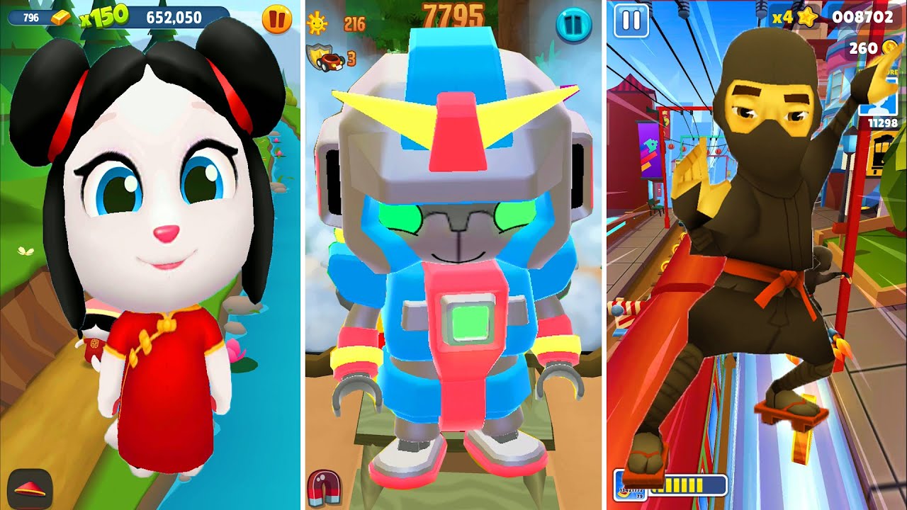 Talking Tom Gold Run vs Tag with Ryan vs Subway Surfers