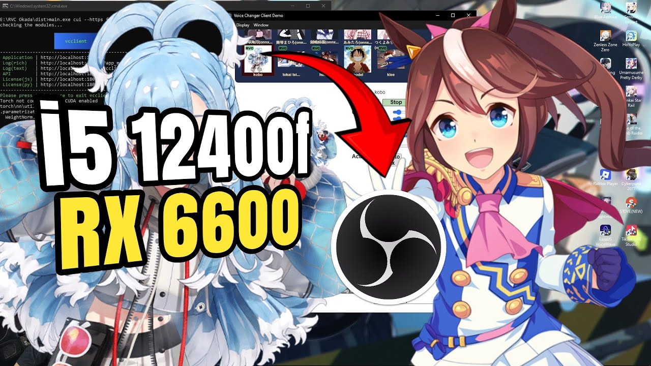 Cara Setting Voice Changer RVC Okada untuk AMD | i5 12400f + RX 6600 di OBS