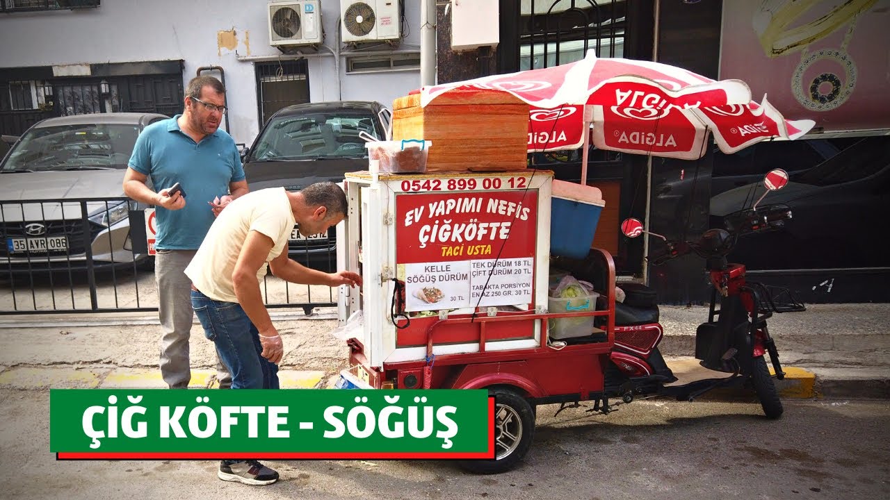 Удивительная турецкая еда çiğ Köfte и Söğüş | Уличная еда Турция