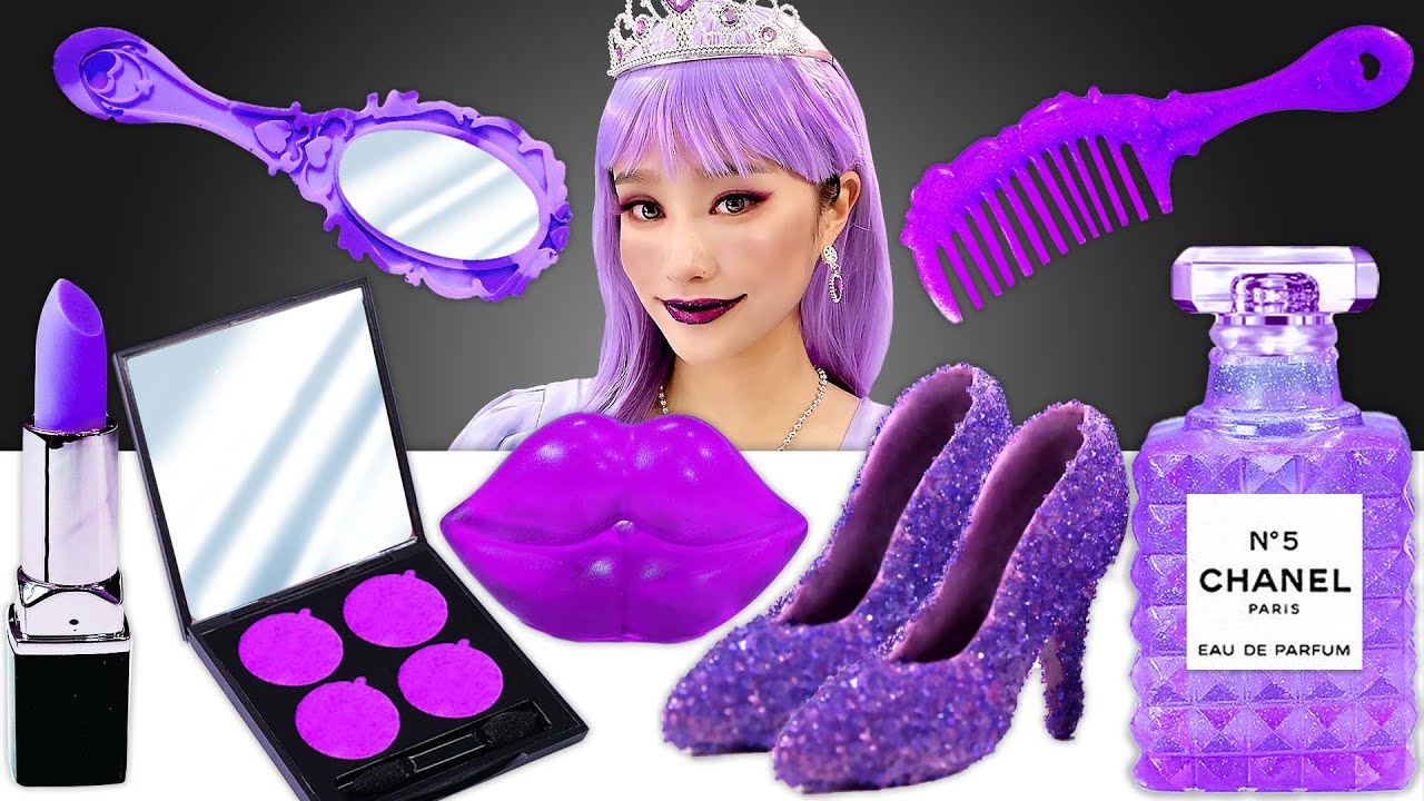 💄보라색 화장품을 먹으면 공주가 된다고?!💄 Pruple Edible Makeup Cosmetic Mukbang JiniYum 지니얌