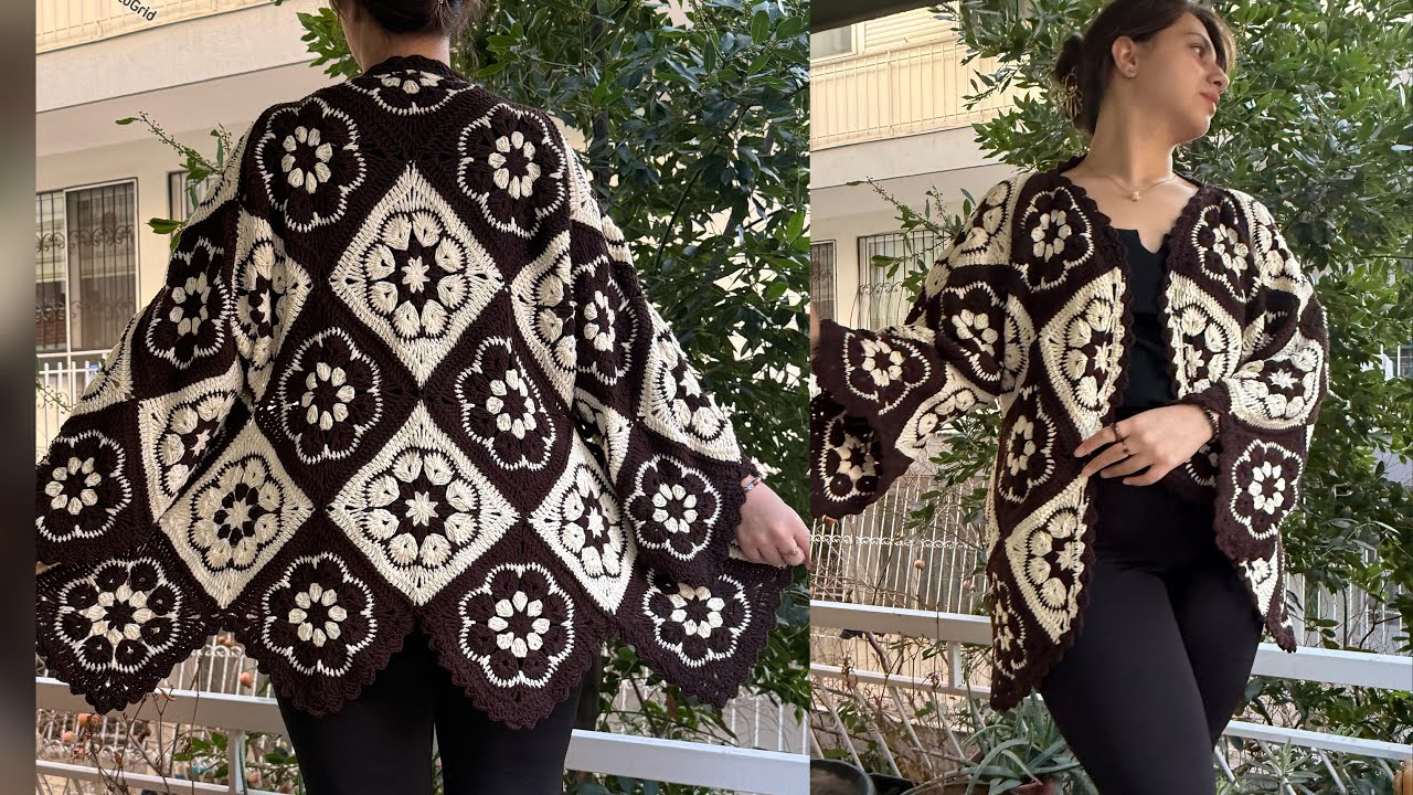 Вязаный крючком кардиган Granny Square ✨ Уникальная техника соединения шаг за шагом