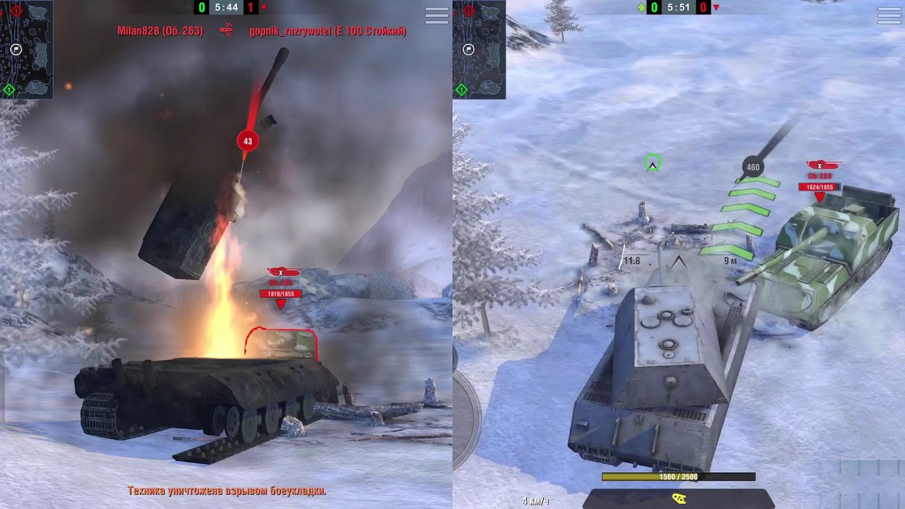 Maus vs E100 wot blitz. Кто жирнее и круче?