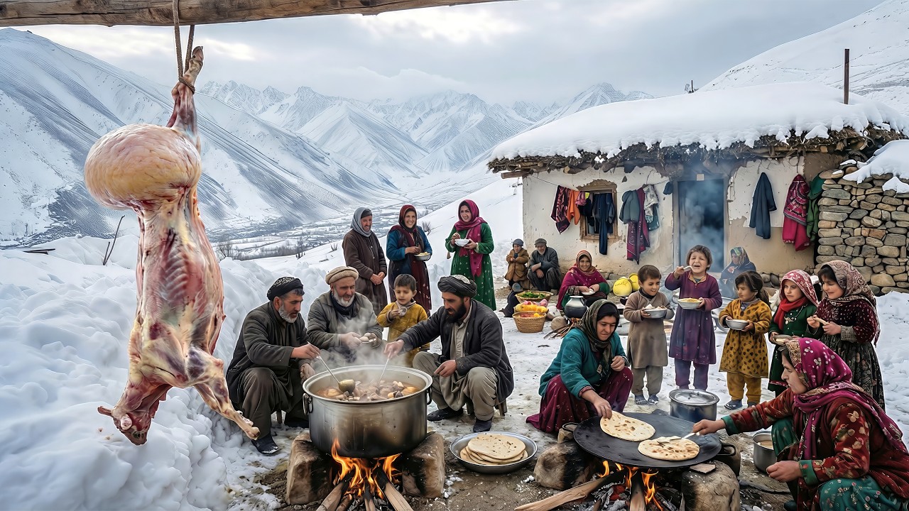 Afghanistan's COLDEST Village Shared Their Lamb Feast (Movie) | Winter Survival
