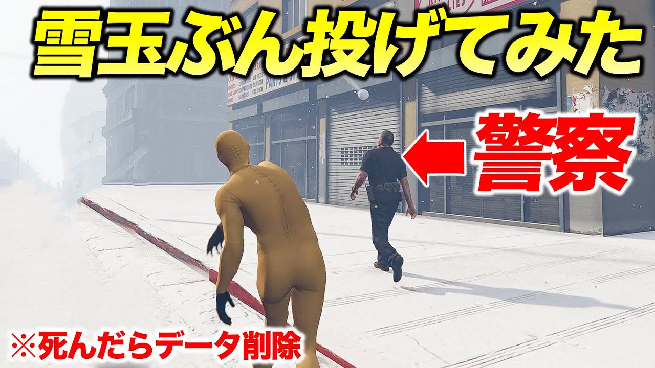 クリスマスなので警察官に雪玉投げても怒られない説【GTA5,Gゼロ1-21】