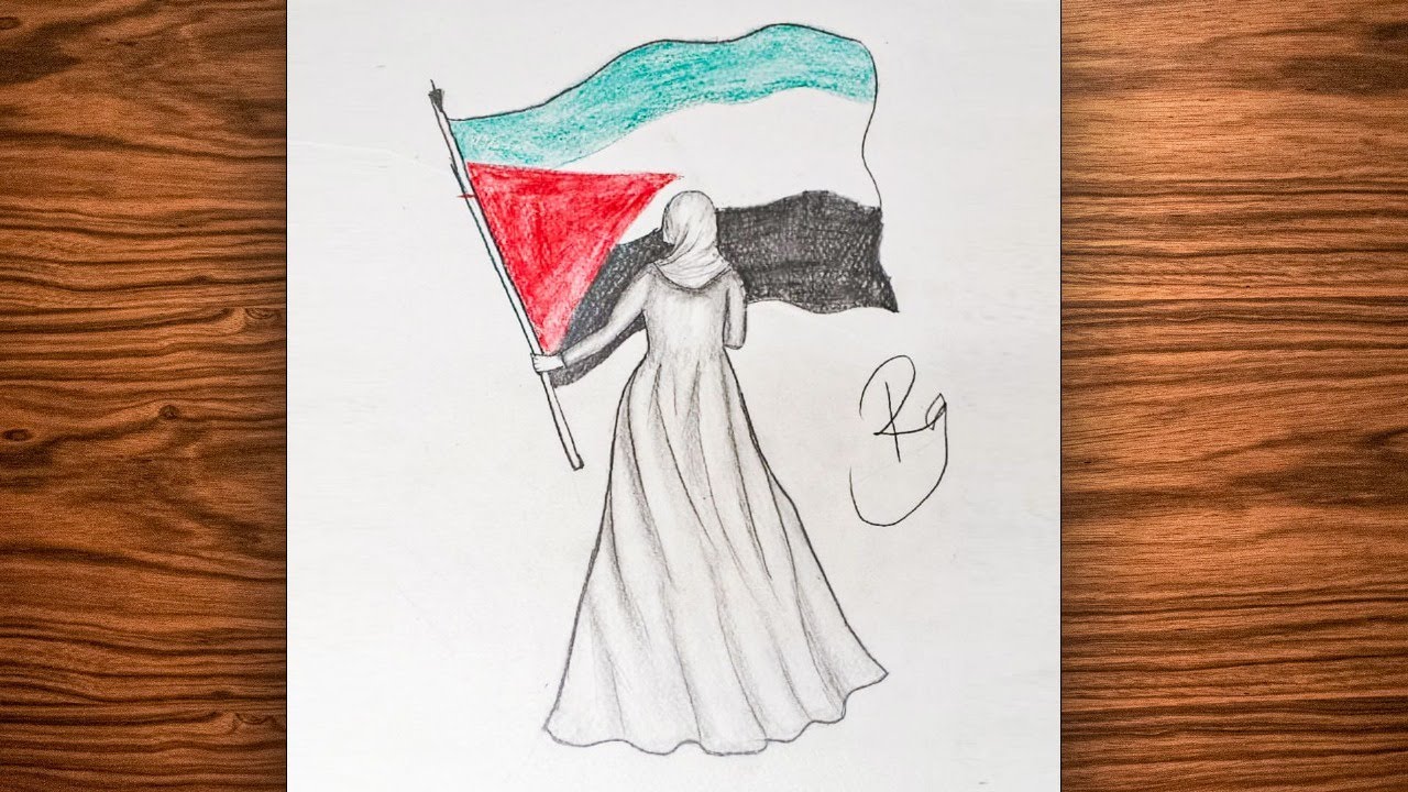 Girl Holding Palestine Flag | Peace for Palestine Drawing | Pencil Sketch for Beginners ✏🕊