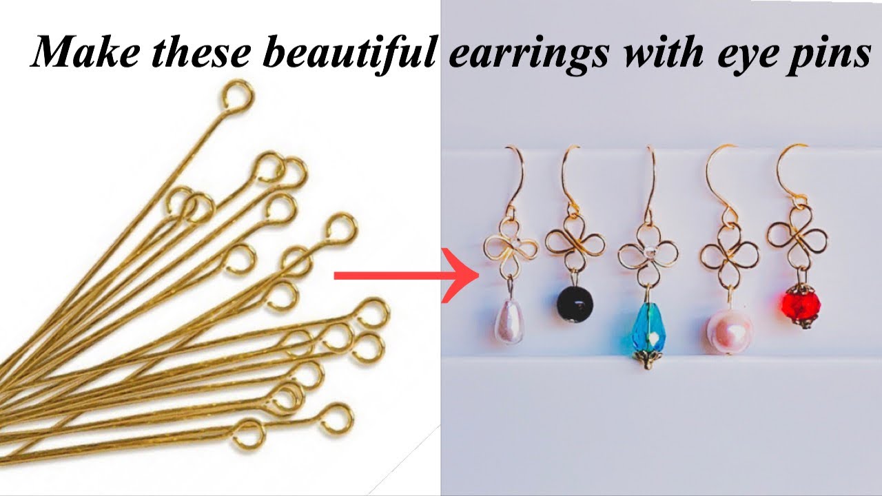 Making Unique design earrings with eye pins/ simple earrings with in 5 minutes/daily wear earrings