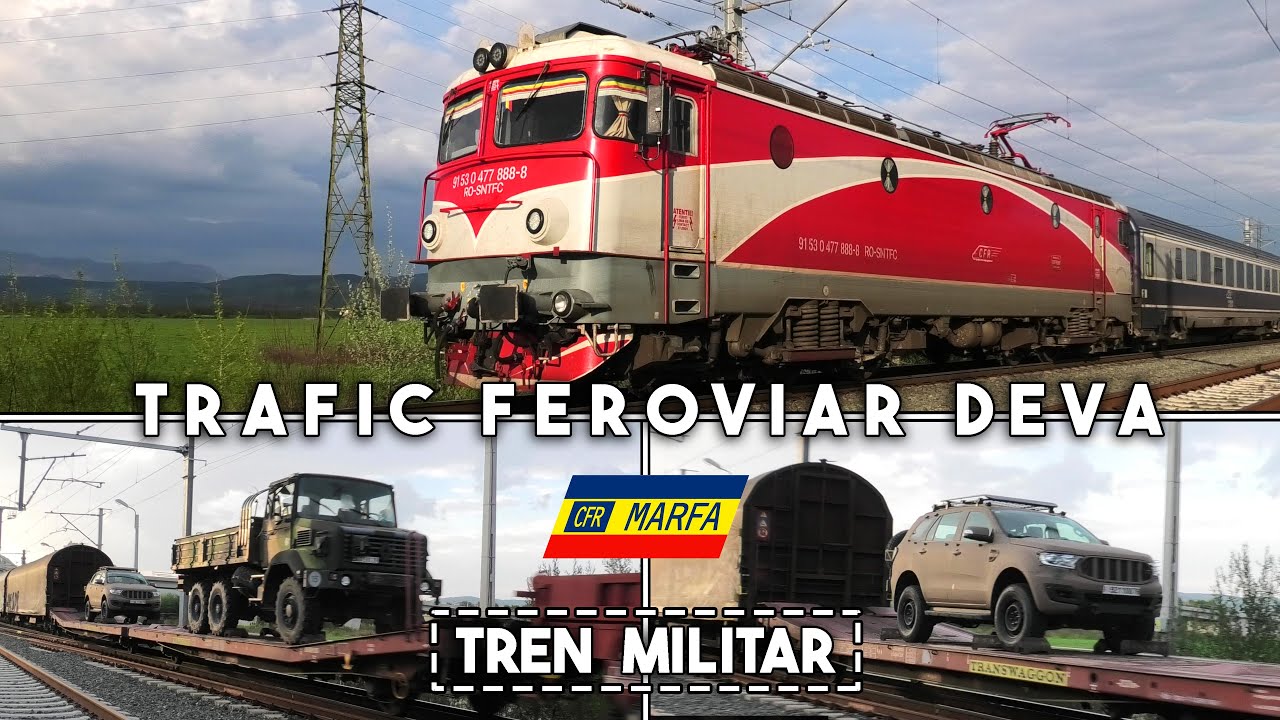Trafic feroviar pe M200 la Deva + Tren Militar [4K | 2022 - 2023]