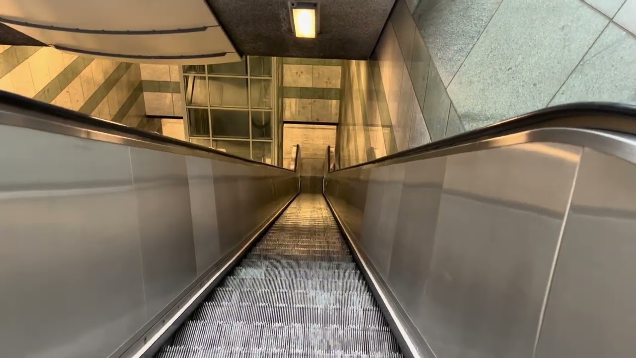 Dortmund, Germany. 6x Escalator ride at Westentor Stadbahn station, with walk around platform
